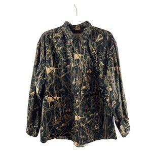Rugged Earth Outfitters Hunting Dogs Camo Button Down Collared Shirt Large
